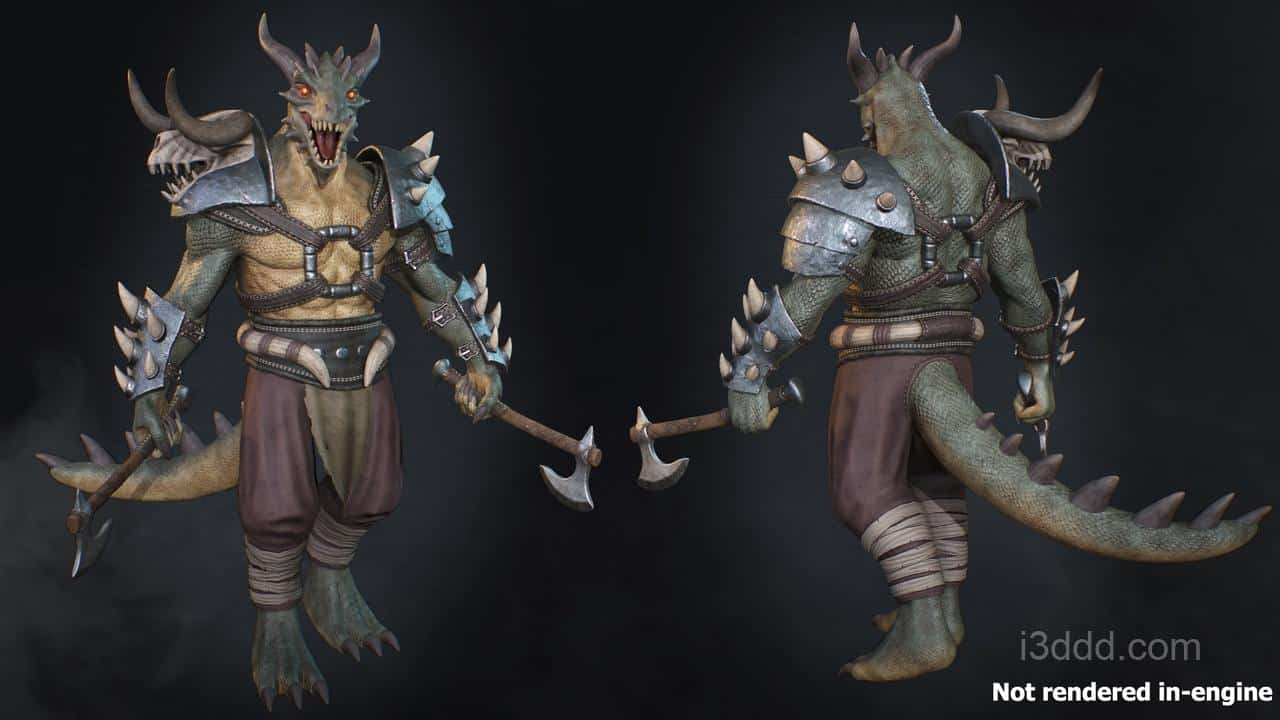 游戏蜥蜴狂战士BOSS角色模型Lizardman Berserker 4.26 – 5.6