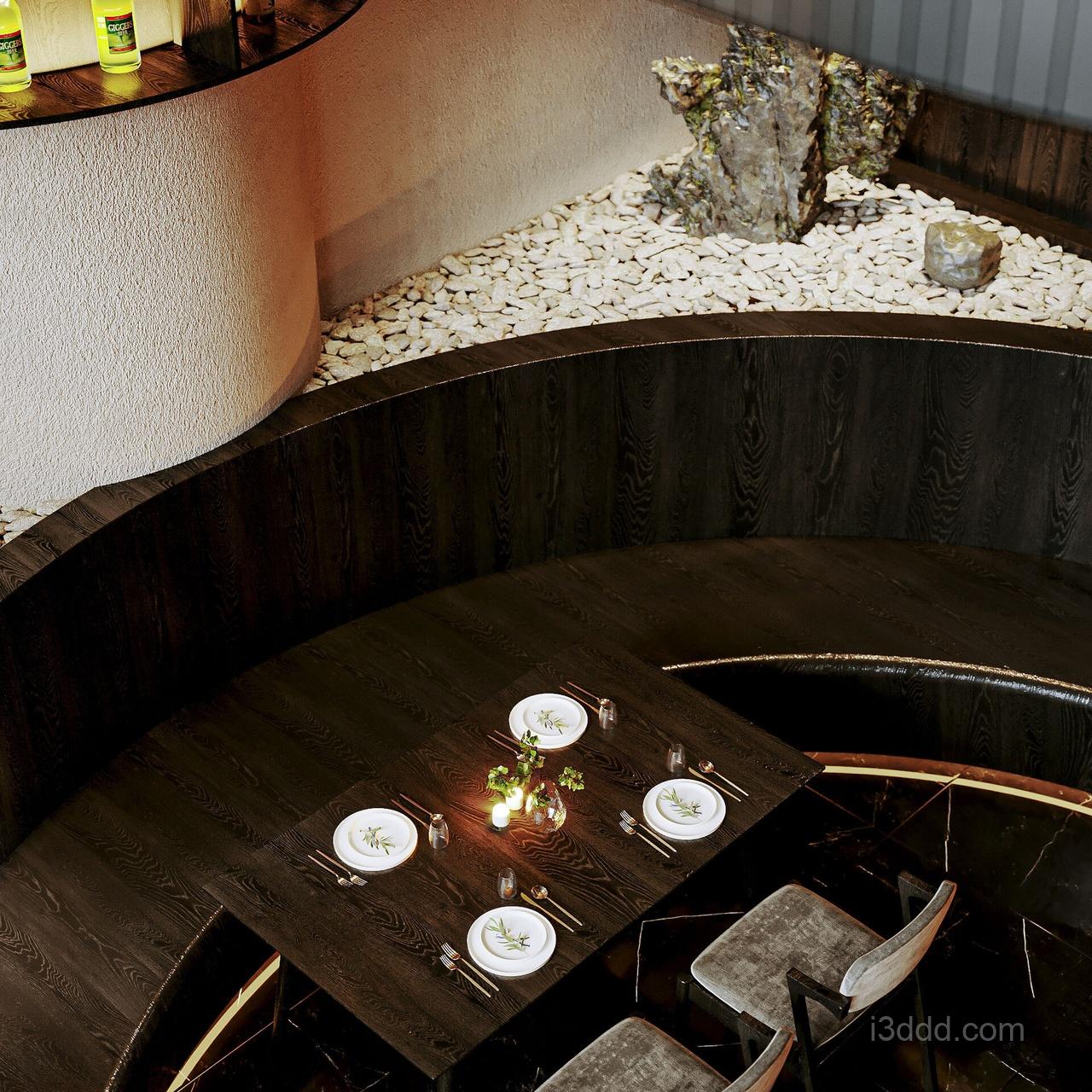 黑色餐厅模型道具设计 Black Restaurant Design 5.3-5.6