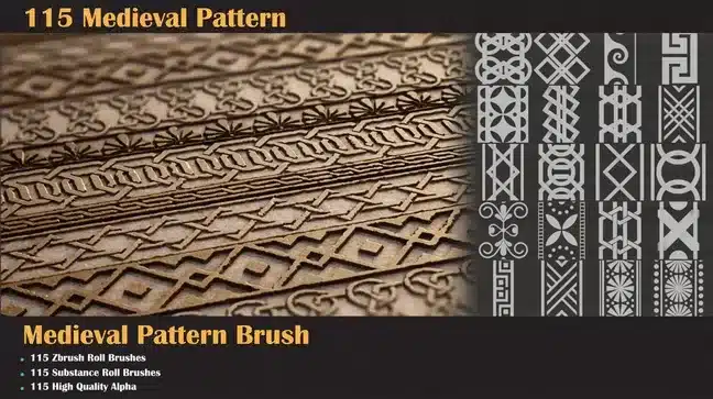 115款中世纪图案笔刷 – 115 Medieval Pattern Brushes
