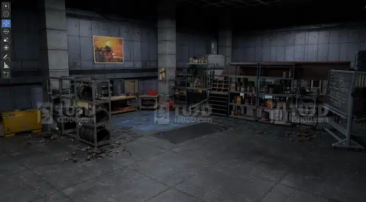 Blender 废土风格地下储物仓库场景模型