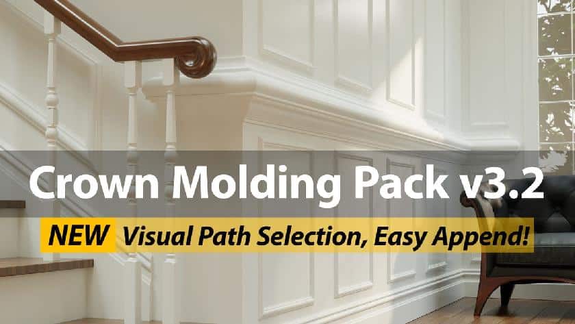 Blender 室内天花板轮廓建模工具包 – Crown Molding Pack