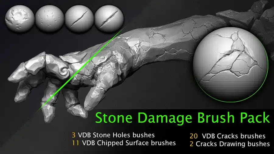 石头破损效果笔刷套装 – Stone Damage Brush Pack