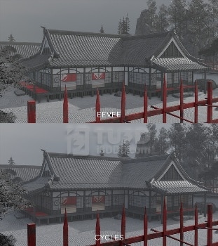 Blender 山水禅意园林写实空间庭院场景模型