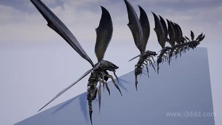 奇幻恐怖科幻低多边形游戏愤怒黄蜂角色模型 – Angry Wasp