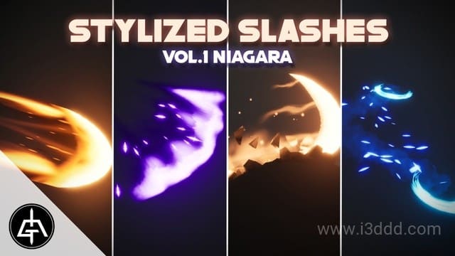 风格化刀剑气斩拖尾特效 – Stylized Slashes Vol.1 – Niagara
