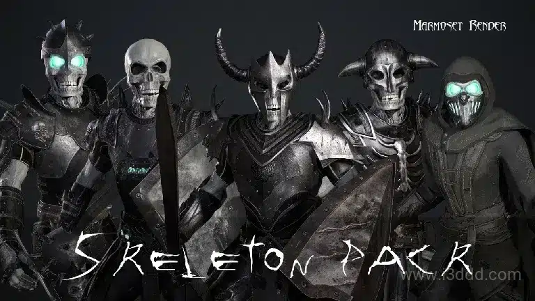 黑暗恐怖亡灵骷髅战士骑士法师角色 – Skeleton pack