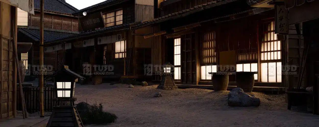 Blender 日式古街町屋场景模型