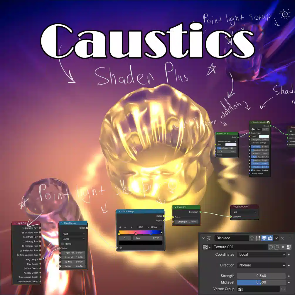 用 Shader Plus 制作焦散效果 – 教程（Blender）