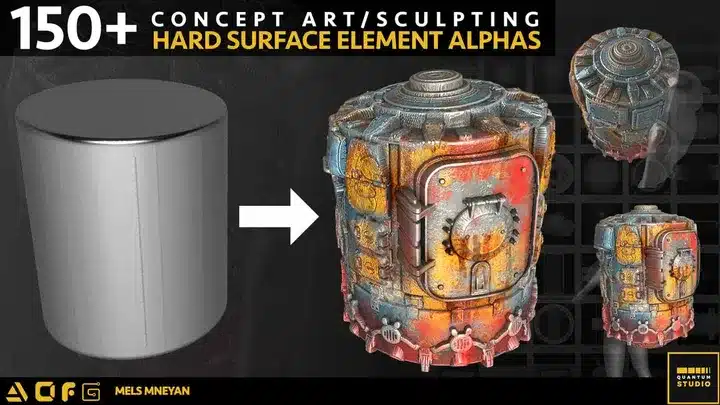 150 + 硬表面道具 Alpha 贴图 – 150+ Hard Surface Prop Alphas