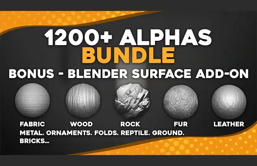 笔刷包 – 1200+ Alphas Bundle for ZBrush & Blender