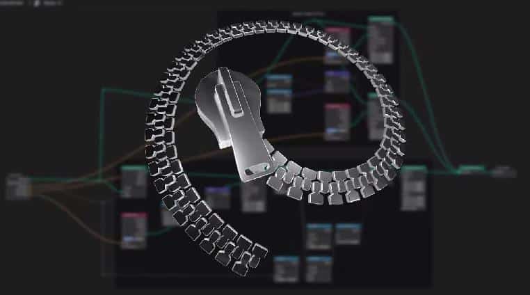 可定制拉链几何节点 – Zipper Generator (Geometry Nodes)