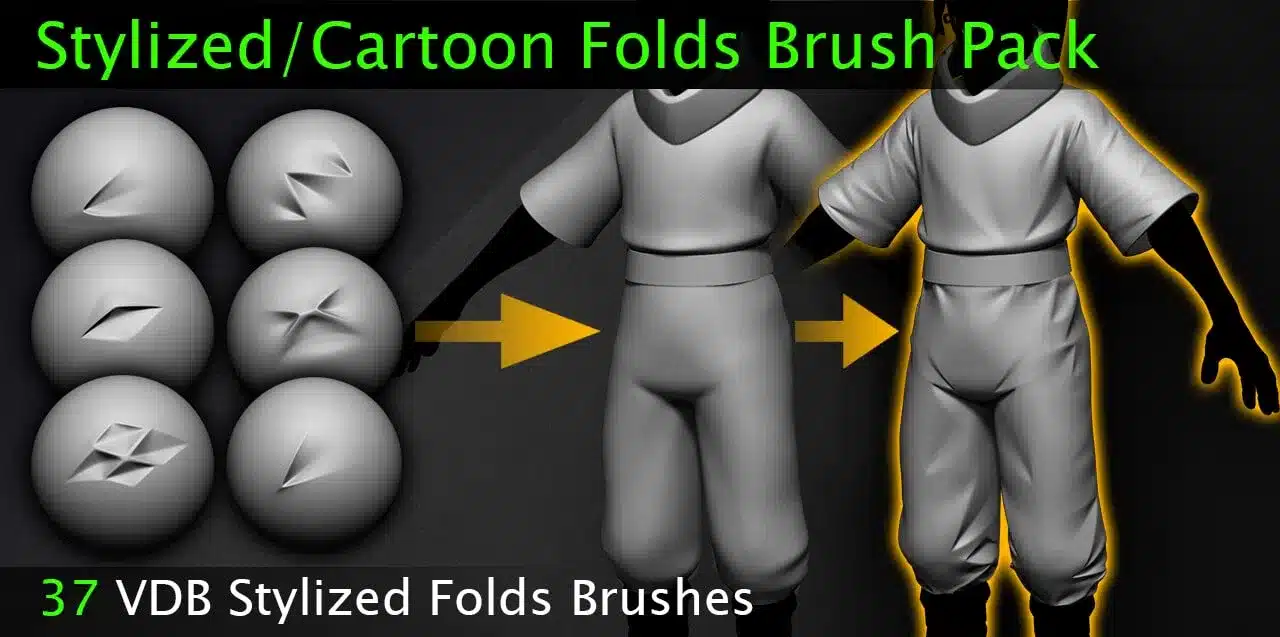 风格化 / 卡通褶皱笔刷包 – Stylized/Cartoon Folds Brush Pack
