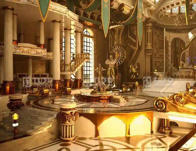 Blender古希腊宙斯王宫3D场景素材