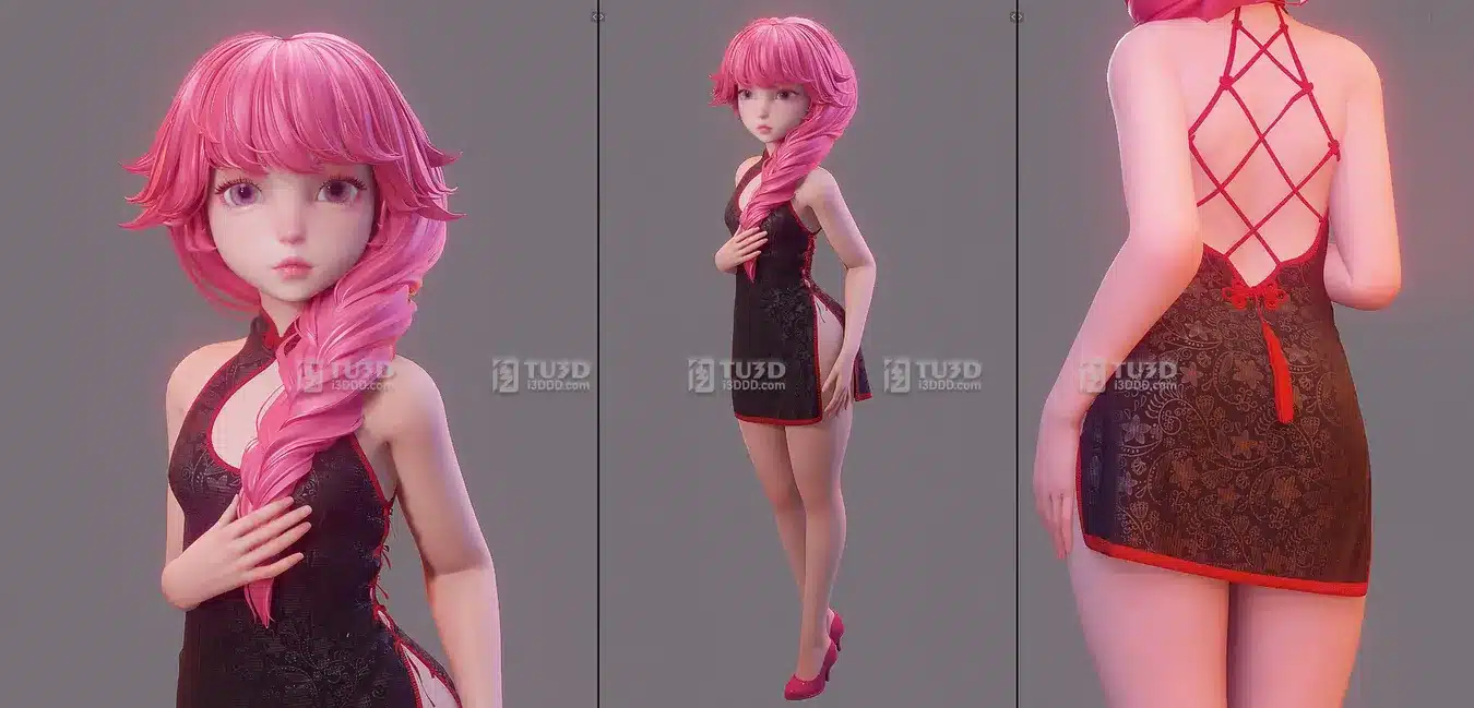 Blender卡通风格化女孩角色3D模型