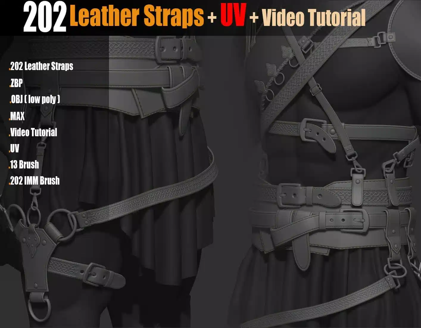202 款皮革带 IMM 笔刷第二卷 – 202 Leather Strap IMM Brushes Vol 02