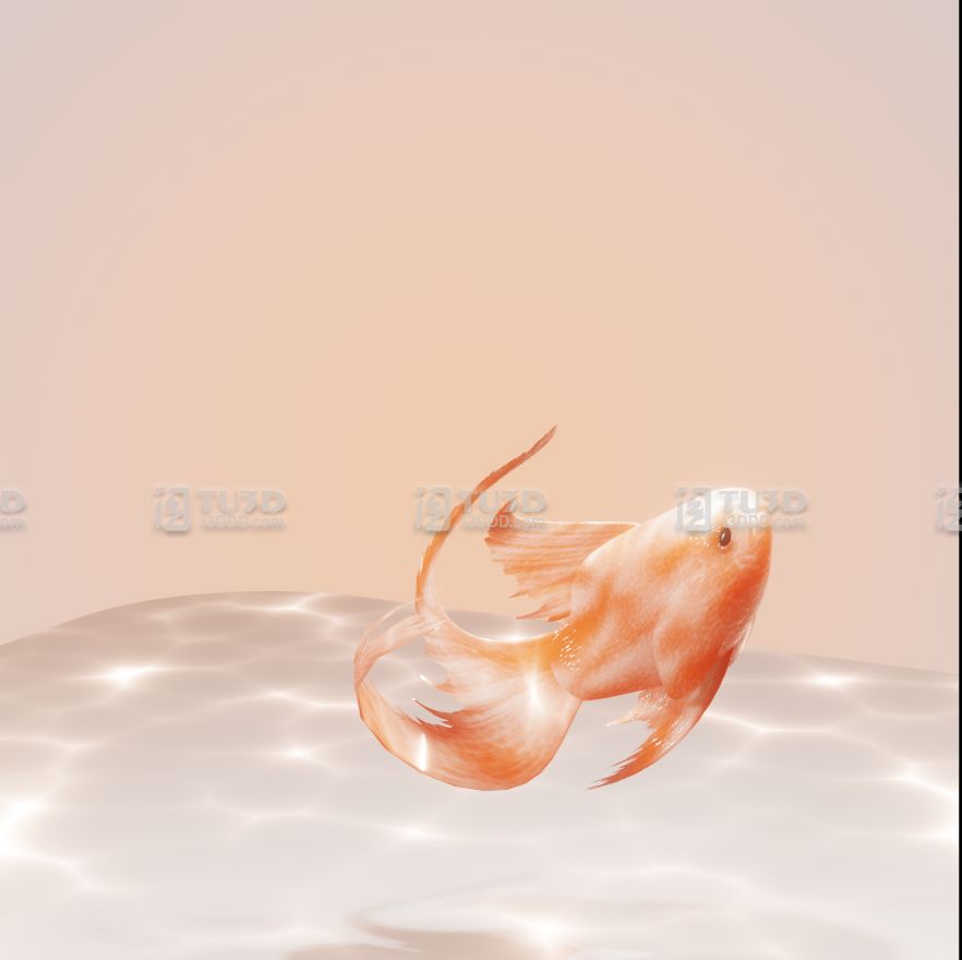 Blender写实金鱼游动骨骼绑定动画模型