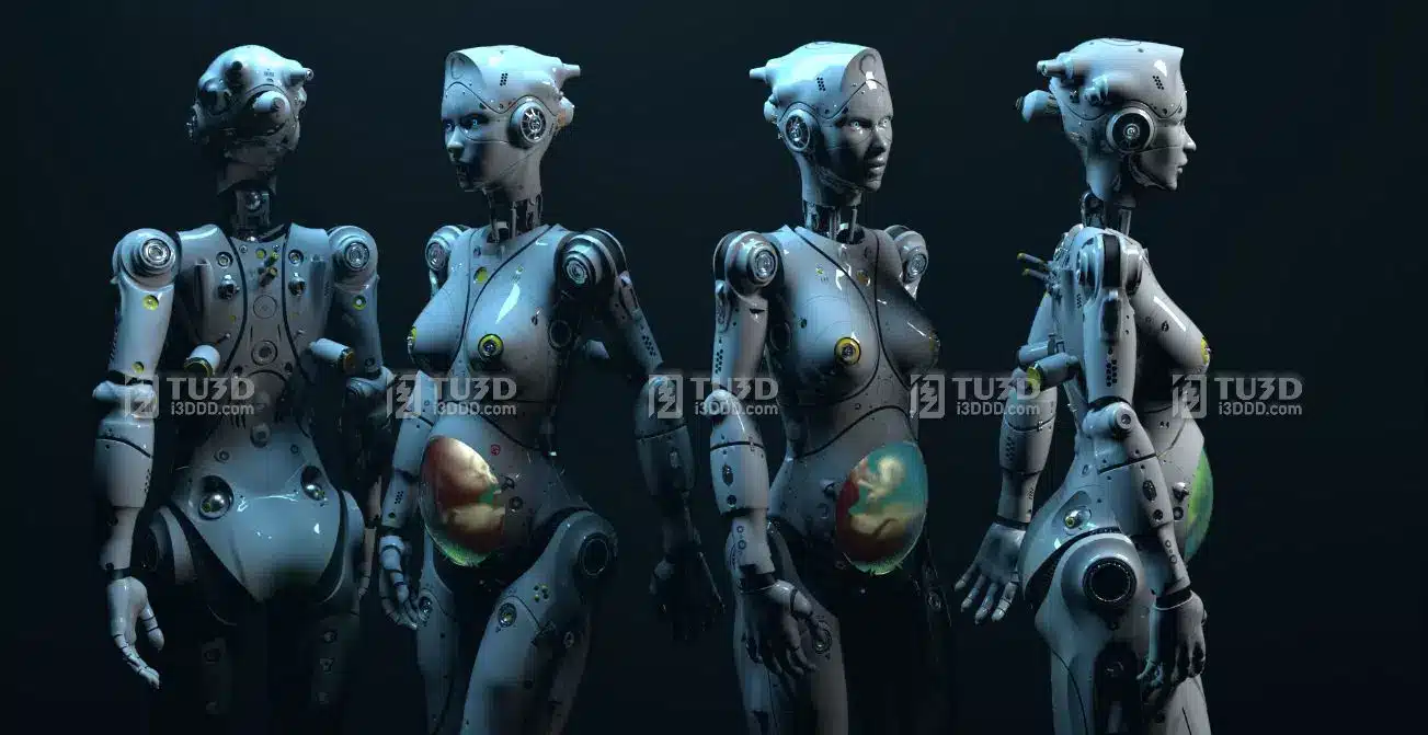 Blender科幻女性机器人机甲3D模型