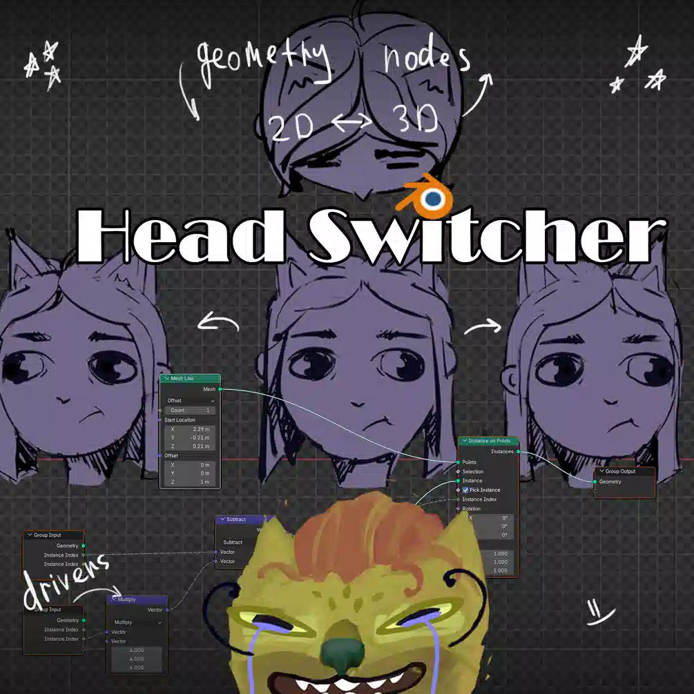 头部切换器（几何节点）文件 + 视频教程