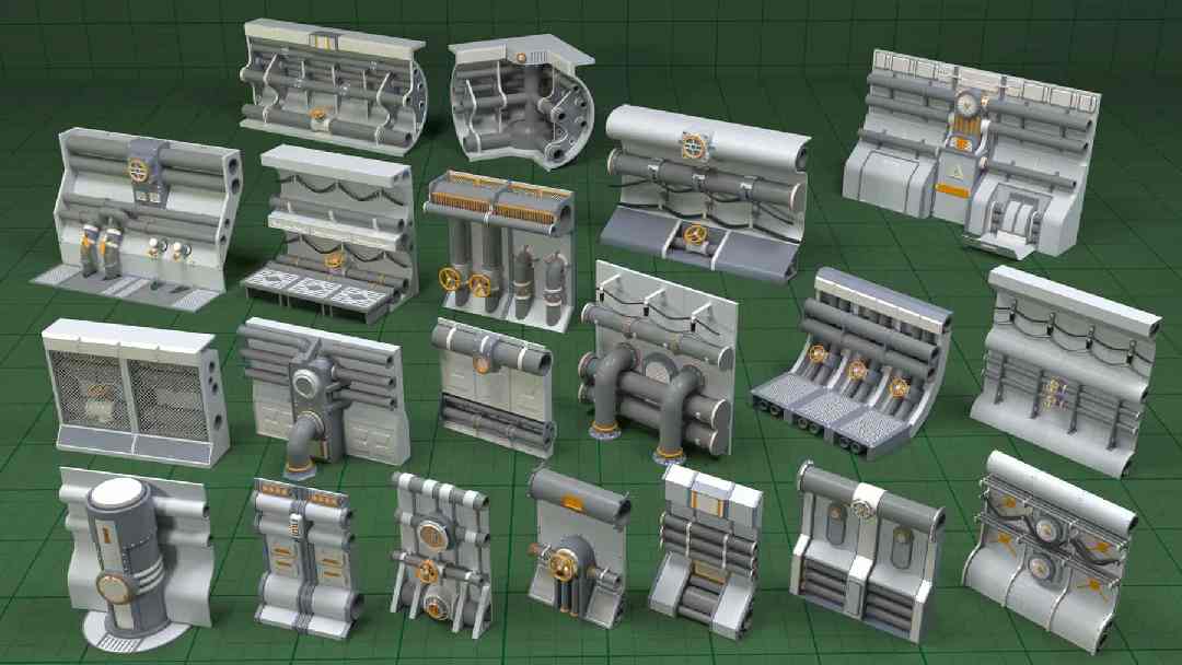 工业墙壁集合第 1 卷（20 个部件）- Industrial Walls Vol.1 (20 Pcs)