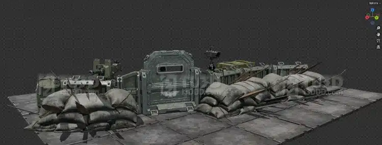 Blender 战锤风格重机枪兵场景道具模型