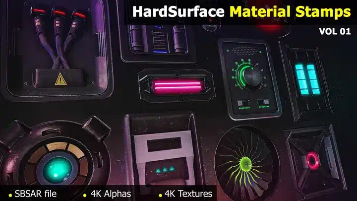 15个硬表面材质 – 15 HardSurface Material Stamps