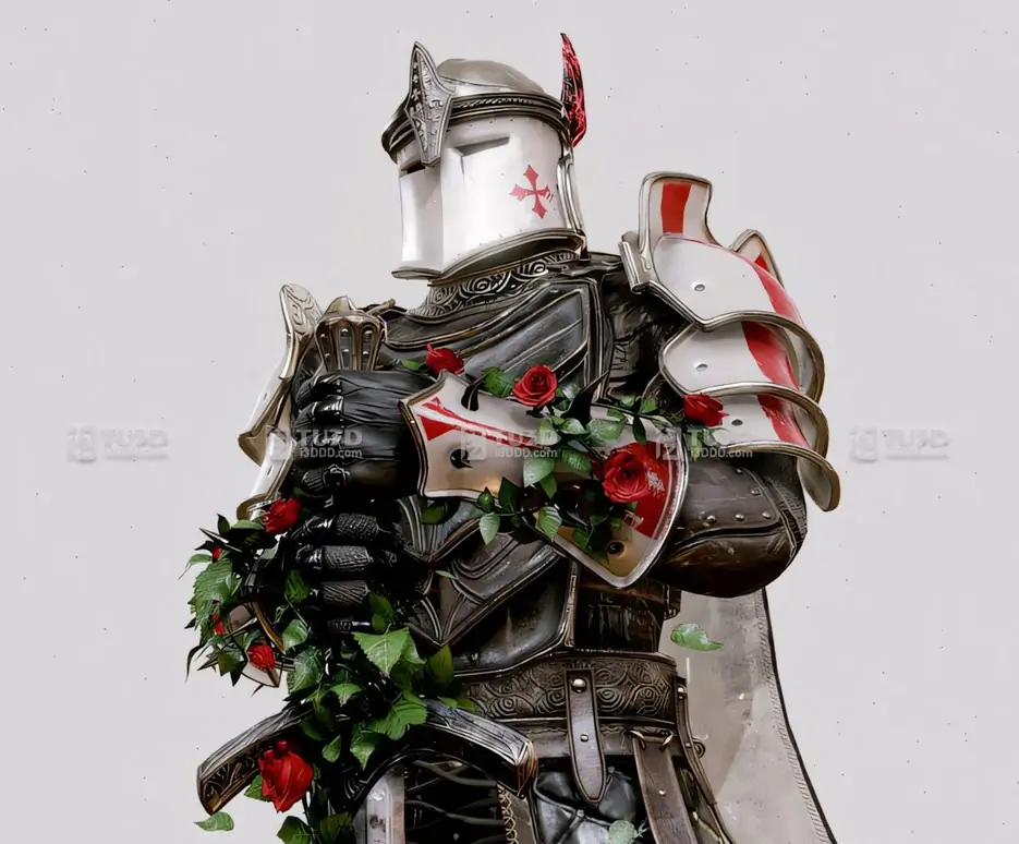 Blender中世纪玫瑰骑士3D模型（FBX）