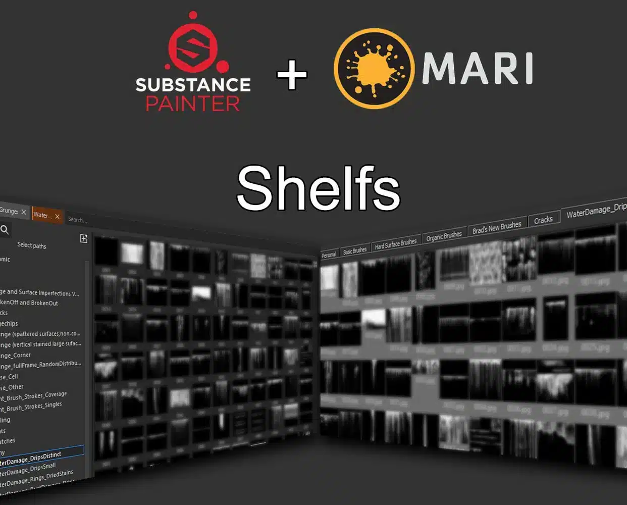 100 个污渍破损裂痕纹理笔刷包 – 100 Grunge & Surface Imperfections Vol.1