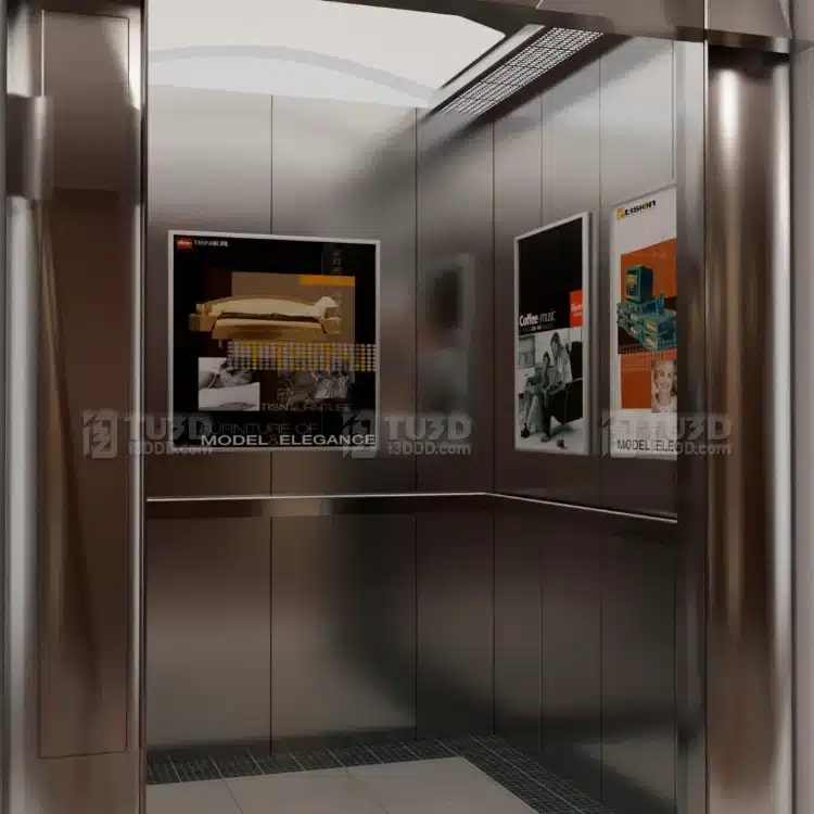 Blender 简约商务风广告展示电梯内部