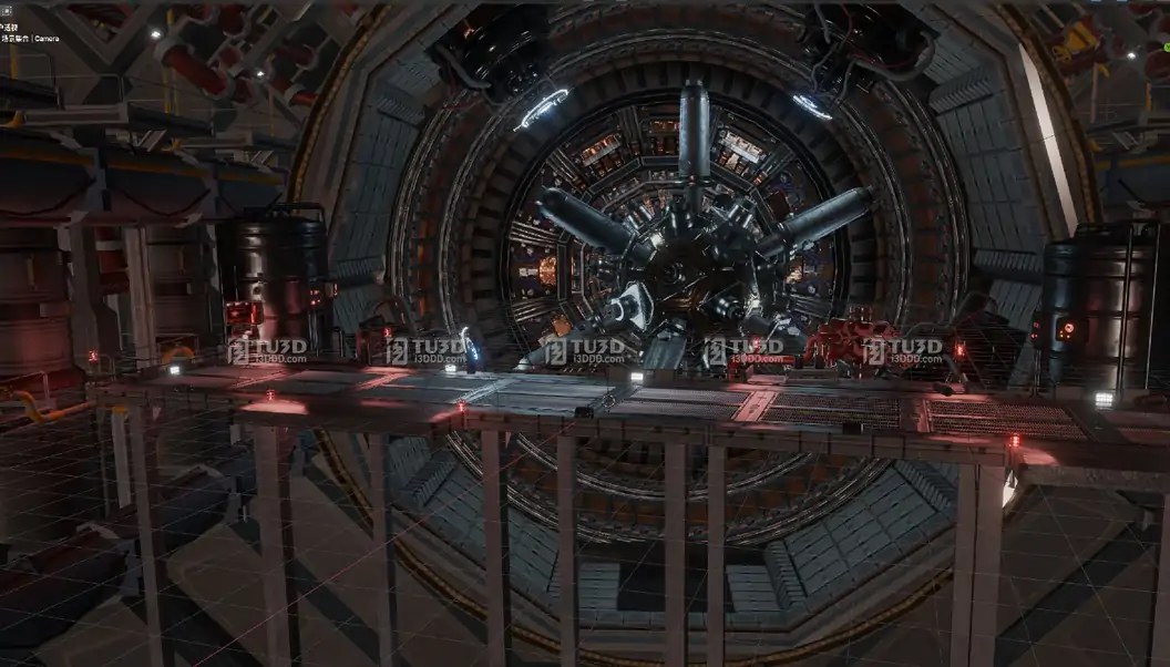 Blender科幻太空舱飞船机械工厂场景