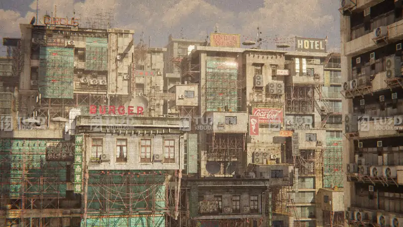 Blender香港城市建筑渲染工程