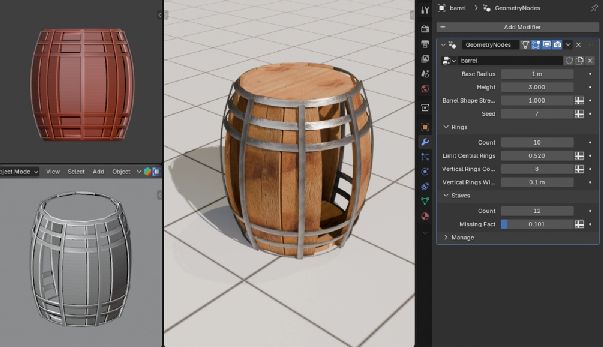 程序化木桶生成器 – Procedural Barrel (Geometry Nodes)