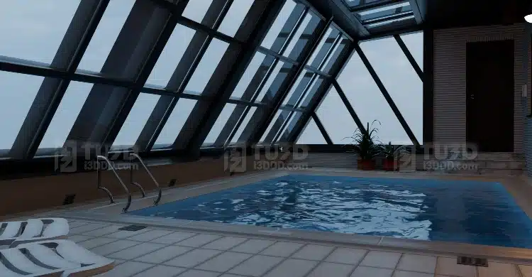 Blender 现代轻奢室内泳池场景模型