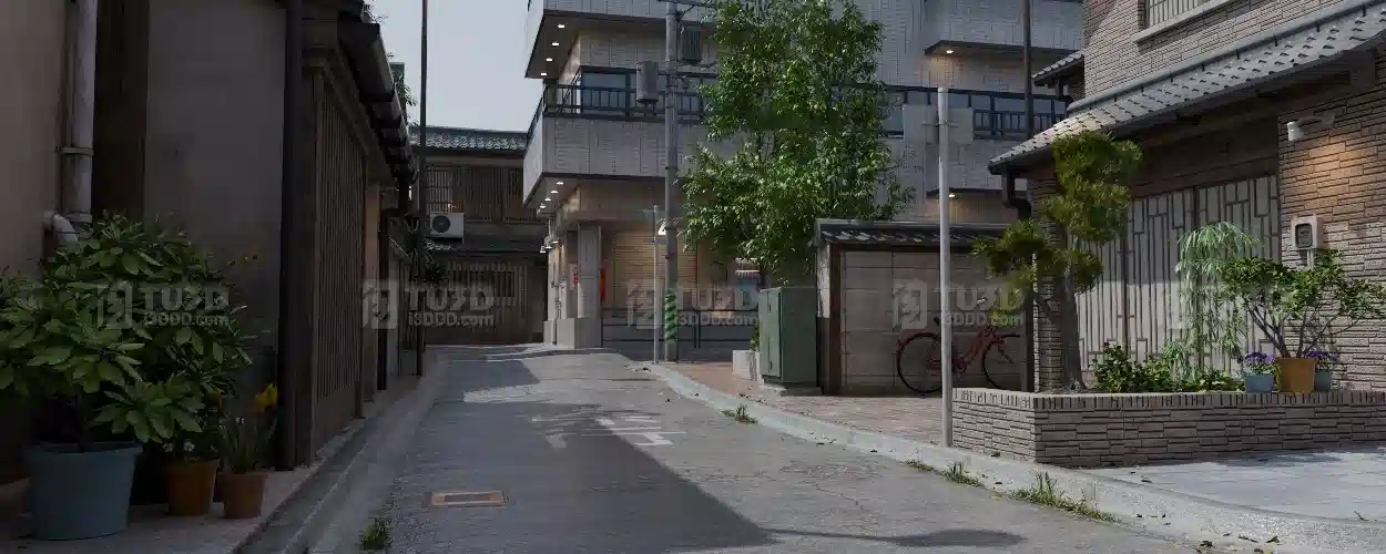 Blender 日系清新便利店小巷生活感街道场景模型