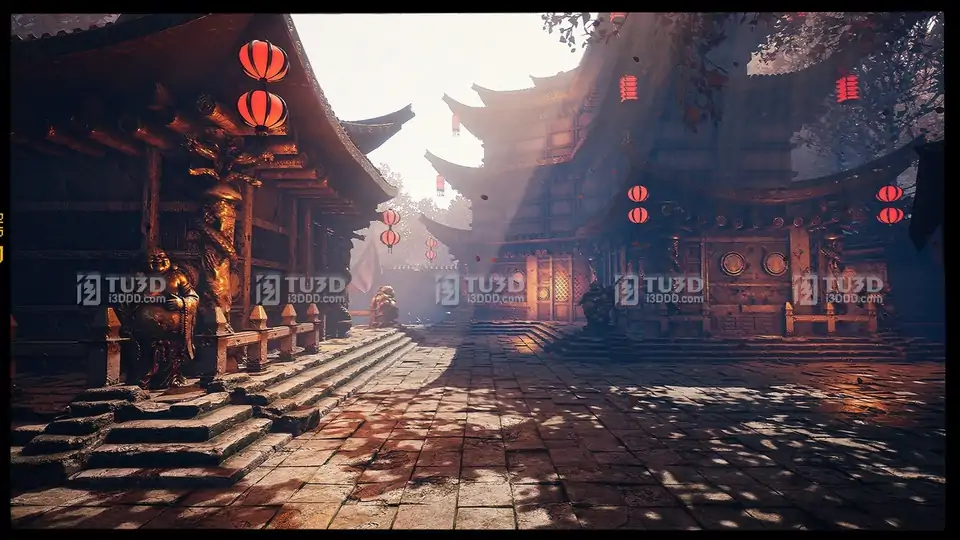 Blender古代中式寺庙影视场景模型