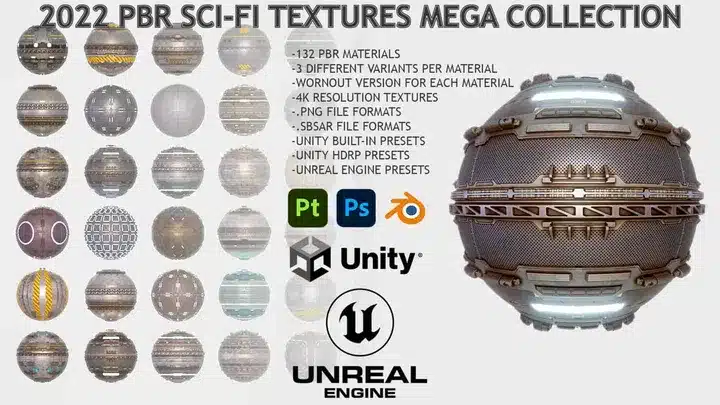 Blender 2022 PBR科幻纹理大合集 – 2022 PBR Sci-Fi Textures Mega Collection