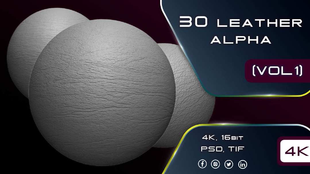 30 款皮革 Alphas（无缝可平铺 第一卷）- 30 Leather Alphas (Seamless Tileable Vol.01)