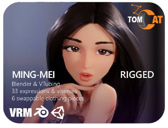 Ming-Mei 绑定角色（Blender/VTuber）- Ming-Mei Rigged (Blender/Vtubing)