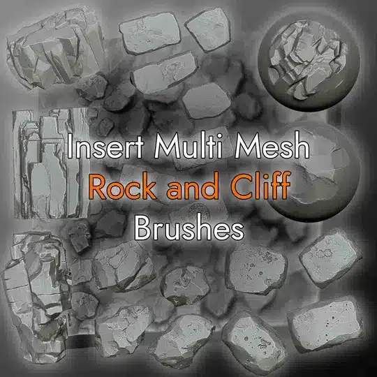 ZBrush 岩石与悬崖多网格插入笔刷 – ZBrush IMM Rock & Cliff Brushes