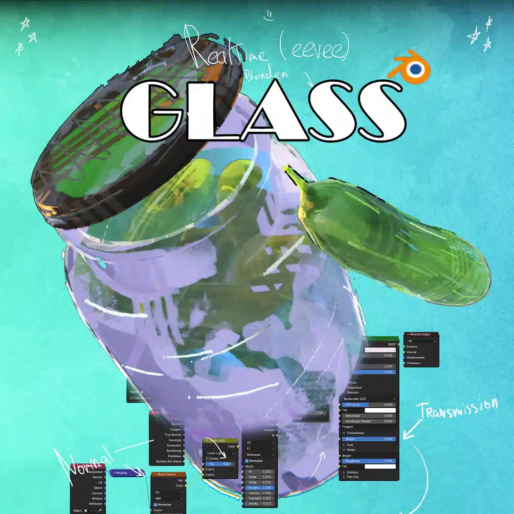 玻璃与泡菜（模型 + 着色器）Blender Eevee
