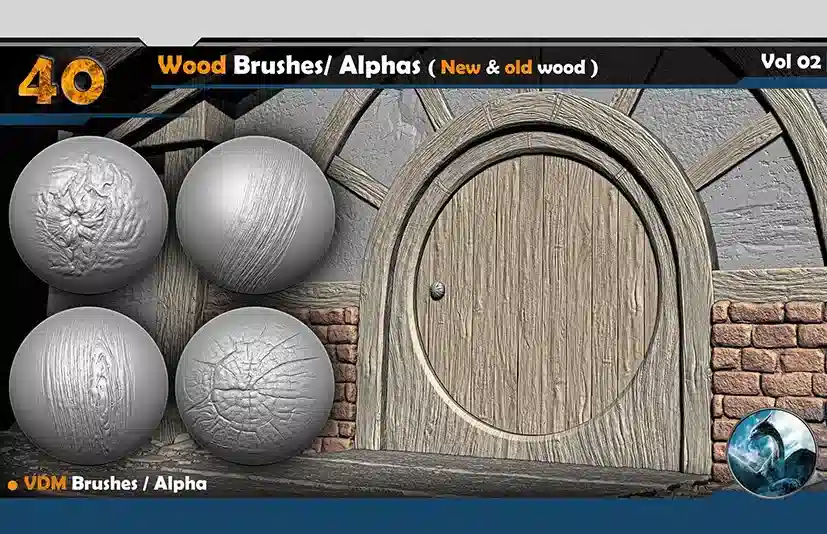 木纹笔刷 – Wood VDM Brushes/Alphas Vol 02