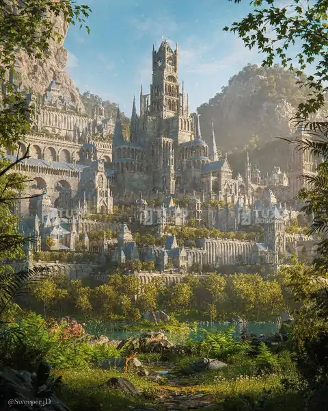 Blender哥特城堡中世纪奇幻王国场景项目