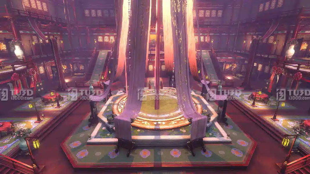 Blender古风酒楼客栈仙侠花楼宫殿模型