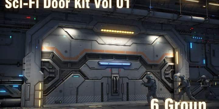 科幻门模块化套件 第 1 卷（PBR）- Sci-Fi Door Kit Vol.01 (PBR)