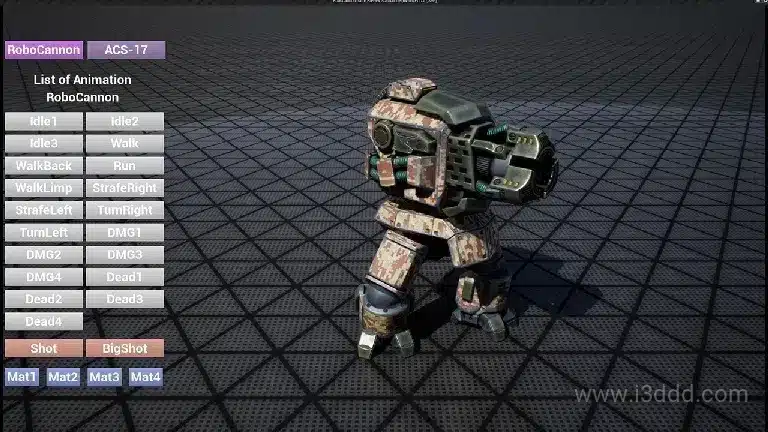 RTS 角色带动画加农炮步行机器人 – Robo Cannon