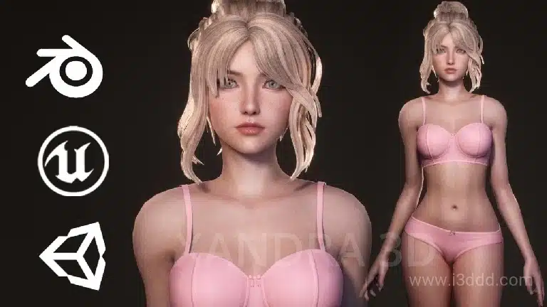 模块化可自定义游戏女性女孩角色模型