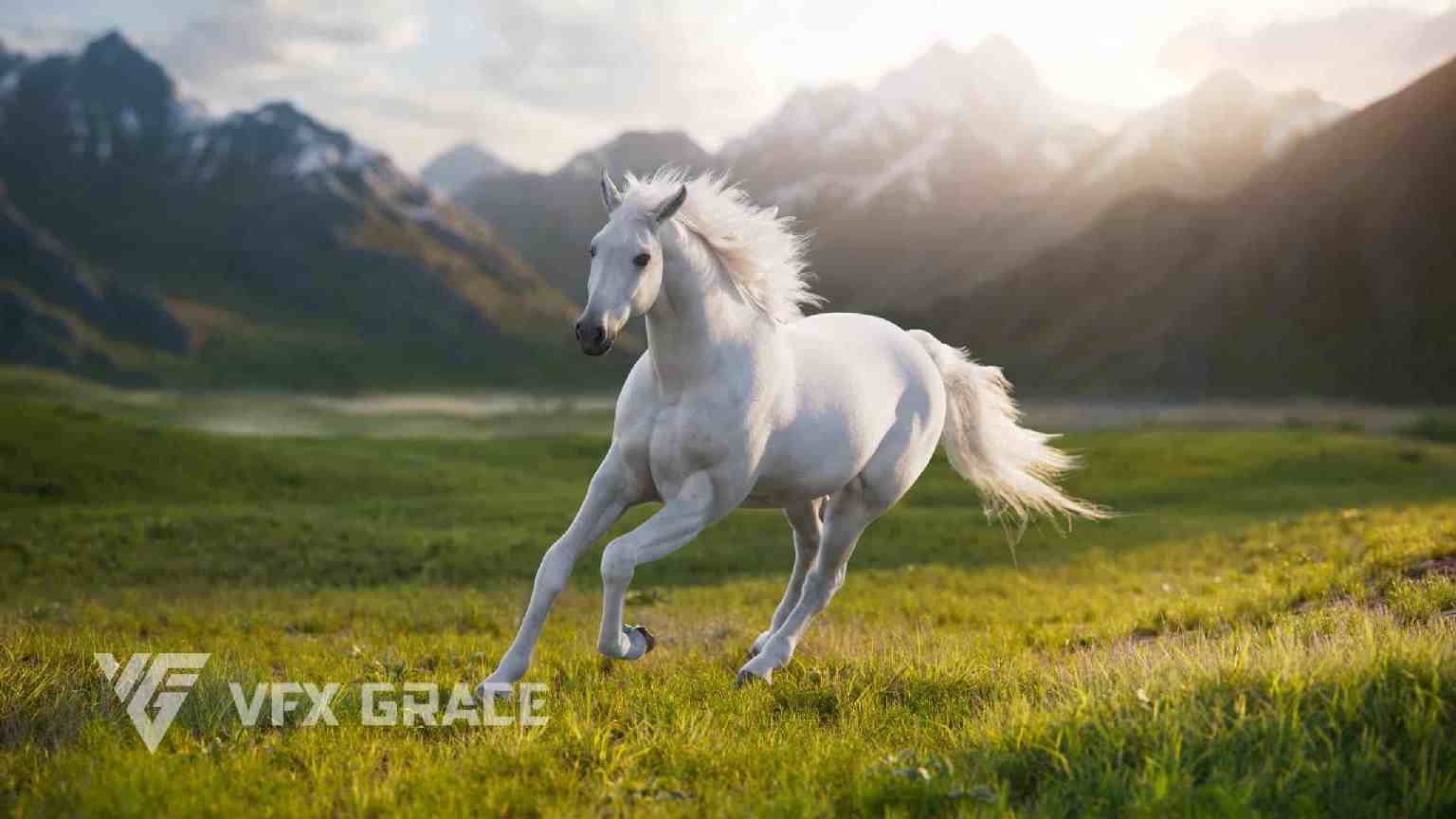 白马绑定动画模型 – White Horse Rigged Animated