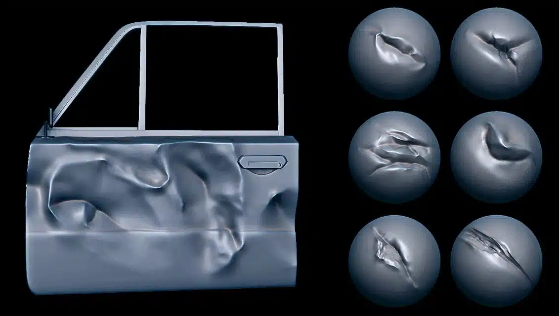 金属凹痕笔刷 – Metal Dent Brushes for ZBrush