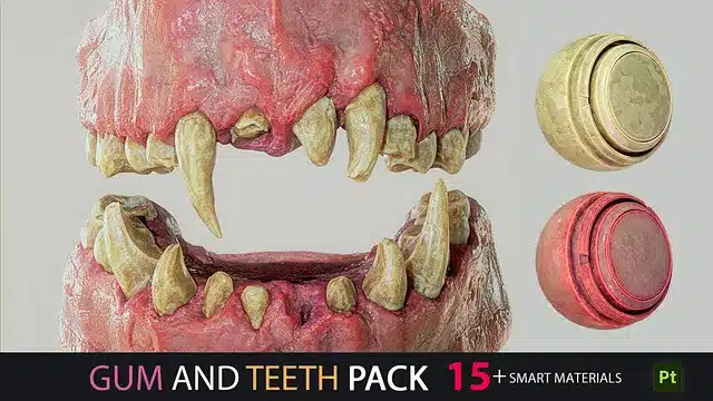 牙龈与牙齿材质包 15+智能材质 – Gum and Teeth Pack 15+ Smart Materials
