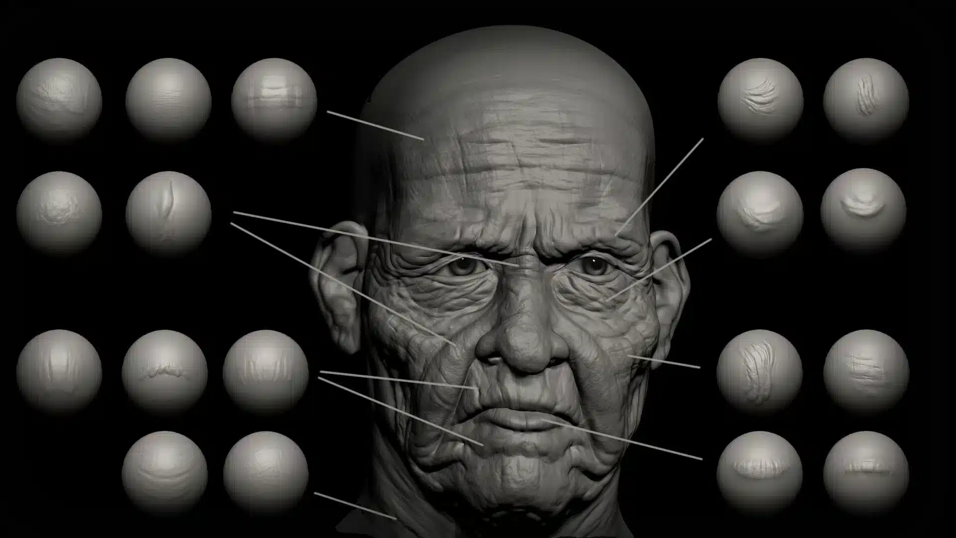 20 个面部细节笔刷 + Alpha 素材 – 20 Face Details Brushes + Alphas