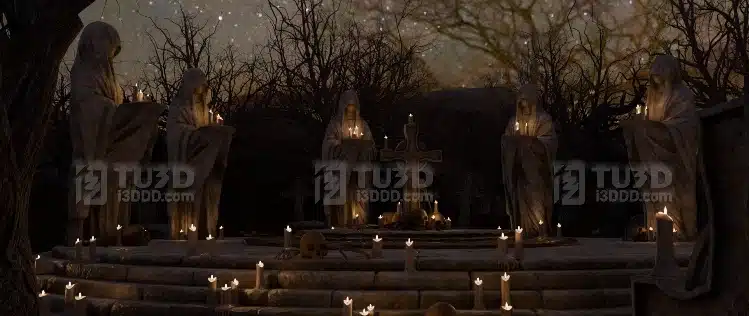 Blender 暗黑哥特风祭祀场景模型